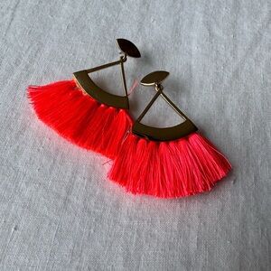 Gold and Pink Tassel Earrings